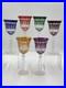 Gourgeous Set Of 6 Colorful Cut to Clear Crystal 8 3/4 Tall Hock Wine Glasses