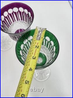 Gourgeous Set Of 6 Colorful Cut to Clear Crystal 8 3/4 Tall Hock Wine Glasses