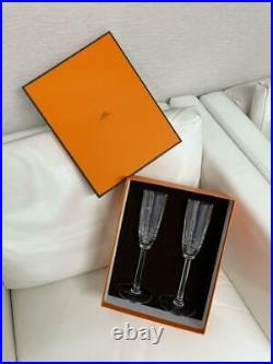 HERMES Champagne glasses Flute set of 2 New in Box