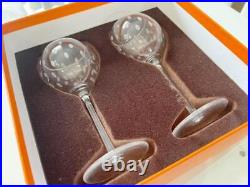 HERMÈS Fanfare Dotted Pair Wine Glass Set of 2 with Box
