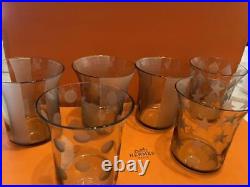 HERMES Paris Tumbler Glasses Set of 6 Rock Glass Crystal Clear Glassware withBox