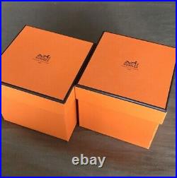 HERMÈS Set of 2 Crystal Glass Cup & Saucer Fanfare dotted with Box Discontinued