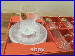 HTF Cristal D'Arques Boxed Set of 6 Istikan cup & Saucers LONGCHAMP 24% crystal