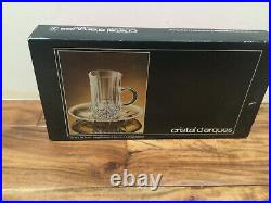 HTF Cristal D'Arques Boxed Set of 6 Istikan cup & Saucers LONGCHAMP 24% crystal