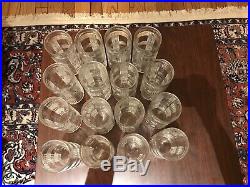 HUGE LOT SET of 18 Ralph Lauren Glen Plaid Crystal Highball Glasses Tumblers WOW
