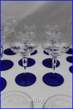 HUGE SET 58 Depression Cut Glass Louie Cobalt Blue Crystal Stemware Weston