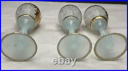 Hand Blown Venetian Crystal Cordial Set Sky Blue 18k With Sticker