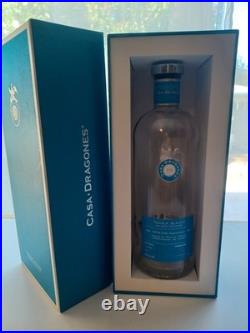 Hand Etched Crystal Glassware Set And 2 Empty Casa Dragones Tequila Bottles