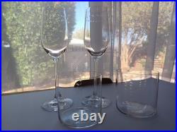 Hand Etched Crystal Glassware Set And 2 Empty Casa Dragones Tequila Bottles