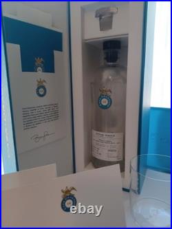 Hand Etched Crystal Glassware Set And 2 Empty Casa Dragones Tequila Bottles