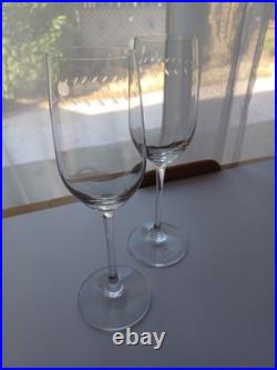 Hand Etched Crystal Glassware Set And 2 Empty Casa Dragones Tequila Bottles