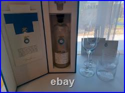 Hand Etched Crystal Glassware Set And 2 Empty Casa Dragones Tequila Bottles