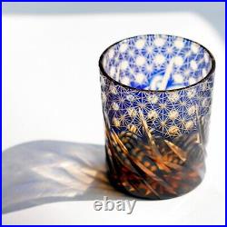Handmade Crystal Whiskey Glasses Set Edo Kiriko Drinkware For Brandy 9oz 4PCS