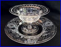Hawkes Copper Cut Rock Crystal Dessert Compotes And Under Plates Set Of 12
