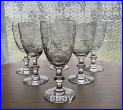 Hawkes Crystal Water Goblets Surrey Pattern Set of Six Mid Century