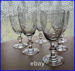 Hawkes Crystal Water Goblets Surrey Pattern Set of Six Mid Century