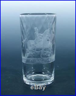 Heisey Glass SET (7) Lancaster #481 Etch English Hunt Art Deco Crystal Tumblers