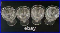 Heisey Set Of 4 Orchid Etched Seafood Cocktail Glass & Liner/ Icer Rare