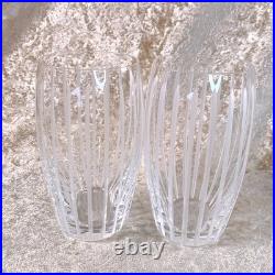 Hermes Fanfare Highball Glass Clear Crystal Tumbler Glassware Set of 2 with Box