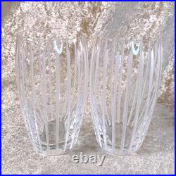 Hermes Fanfare Highball Glass Clear Crystal Tumbler Glassware Set of 2 with Box