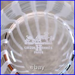 Hermes Fanfare Highball Glass Clear Crystal Tumbler Glassware Set of 2 with Box