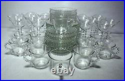 IMPERIAL crystal CANDLEWICK 81-piece PARTY or DESSERT Set plates trays champagne