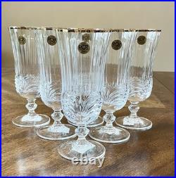 Iced Tea Glasses Aurea Gold By Royal Crystal Rock Set Of 6 Made In Italy
