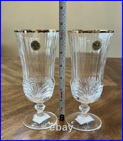 Iced Tea Glasses Aurea Gold By Royal Crystal Rock Set Of 6 Made In Italy