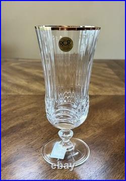 Iced Tea Glasses Aurea Gold By Royal Crystal Rock Set Of 6 Made In Italy