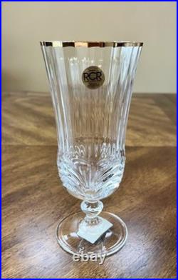 Iced Tea Glasses Aurea Gold By Royal Crystal Rock Set Of 6 Made In Italy