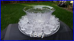 Imperial Cape Cod Crystal 12 Punch Bowl#10b 16 Underplate 20v Set With 12 Cups