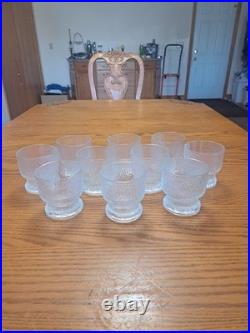 Indiana Glass Vintage 1960's Ice Tree Bark Footed Water Textured Rock Glasses 10