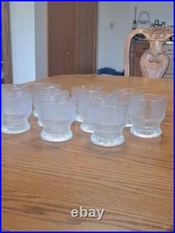 Indiana Glass Vintage 1960's Ice Tree Bark Footed Water Textured Rock Glasses 10