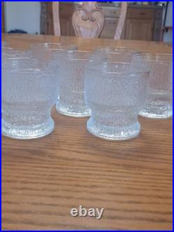 Indiana Glass Vintage 1960's Ice Tree Bark Footed Water Textured Rock Glasses 10