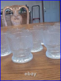 Indiana Glass Vintage 1960's Ice Tree Bark Footed Water Textured Rock Glasses 10