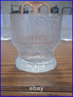 Indiana Glass Vintage 1960's Ice Tree Bark Footed Water Textured Rock Glasses 10