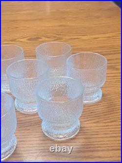 Indiana Glass Vintage 1960's Ice Tree Bark Footed Water Textured Rock Glasses 10