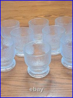 Indiana Glass Vintage 1960's Ice Tree Bark Footed Water Textured Rock Glasses 10