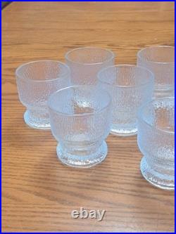 Indiana Glass Vintage 1960's Ice Tree Bark Footed Water Textured Rock Glasses 10