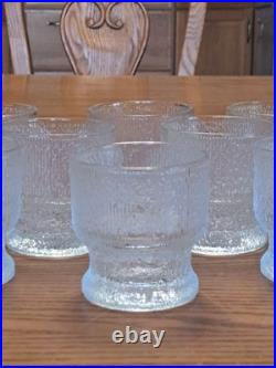 Indiana Glass Vintage 1960's Ice Tree Bark Footed Water Textured Rock Glasses 10