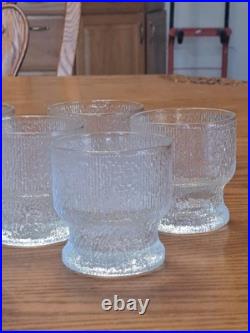 Indiana Glass Vintage 1960's Ice Tree Bark Footed Water Textured Rock Glasses 10