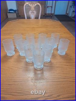 Indiana Glass Vintage 1960's Ice Tree Bark Footed Water Textured Tea Glasses 12