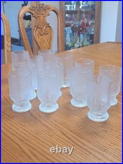 Indiana Glass Vintage 1960's Ice Tree Bark Footed Water Textured Tea Glasses 12