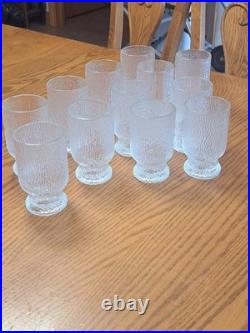 Indiana Glass Vintage 1960's Ice Tree Bark Footed Water Textured Tea Glasses 12