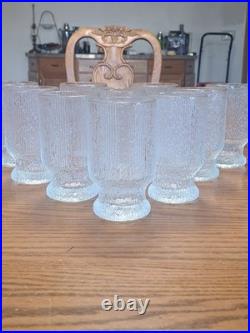 Indiana Glass Vintage 1960's Ice Tree Bark Footed Water Textured Tea Glasses 12