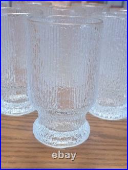 Indiana Glass Vintage 1960's Ice Tree Bark Footed Water Textured Tea Glasses 12