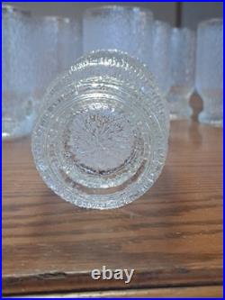 Indiana Glass Vintage 1960's Ice Tree Bark Footed Water Textured Tea Glasses 12