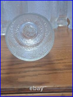 Indiana Glass Vintage 1960's Ice Tree Bark Footed Water Textured Tea Glasses 12