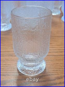 Indiana Glass Vintage 1960's Ice Tree Bark Footed Water Textured Tea Glasses 12