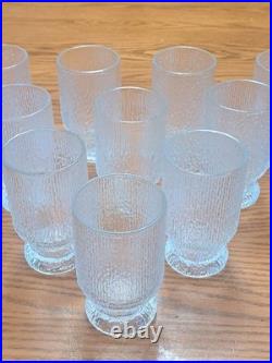 Indiana Glass Vintage 1960's Ice Tree Bark Footed Water Textured Tea Glasses 12